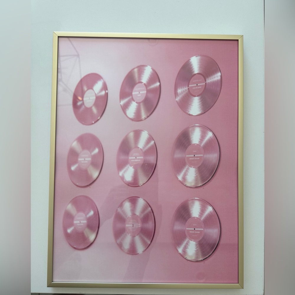 Framed Pink Vinyl Record Wall Art